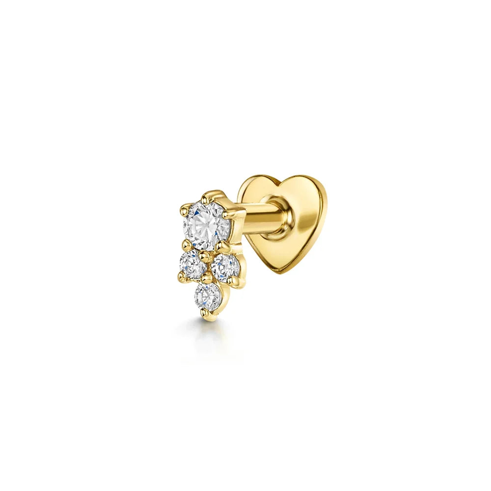 CANNER 1PC 925 Sterling Silver Crown Horse Eye Zircon Heart Flat Head Cartilage Piercing Stud Earring For Women Claasic Earring