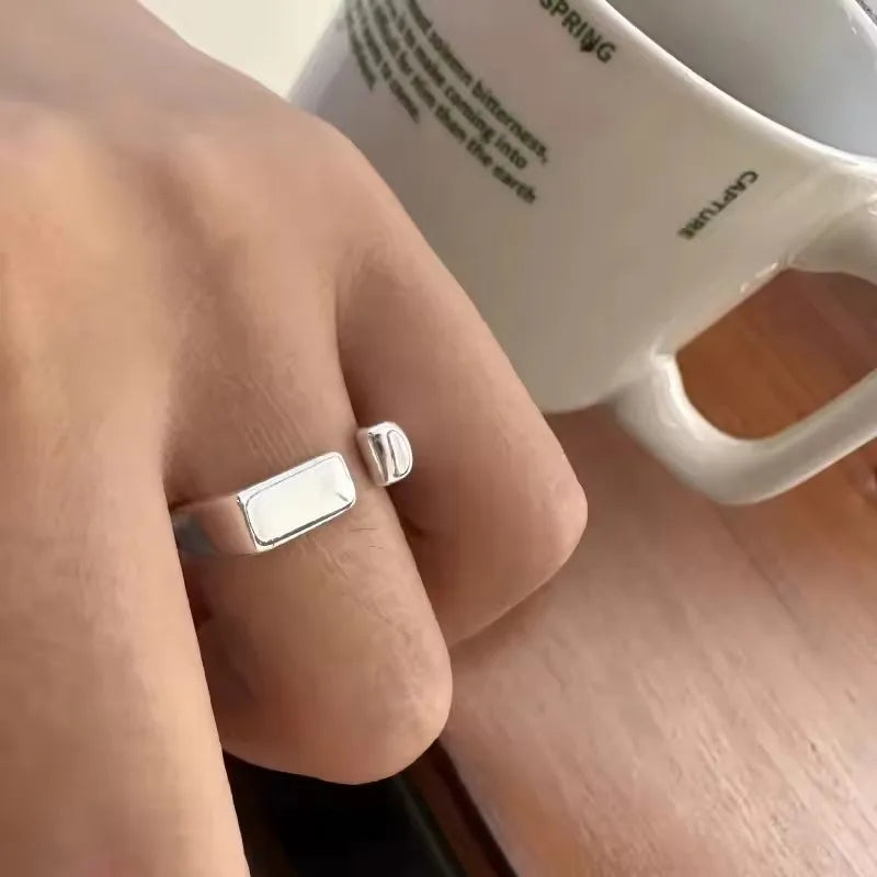 VENTFILLE 925 Sterling Silver Rings INS Fashion Hip Hop Vintage Couples Hollow Lines Punk Thai Silver Party Adjustable Jewelry