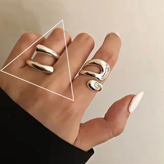 VENTFILLE 925 Sterling Silver Rings INS Fashion Hip Hop Vintage Couples Hollow Lines Punk Thai Silver Party Adjustable Jewelry