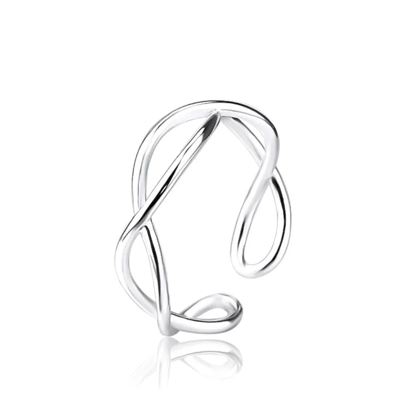 Hot 925 Sterling Silver Ring AAA Zircon Adjustable Simplicity Fashion Exquisite Women Jewelry Accessories Wedding Party Gift