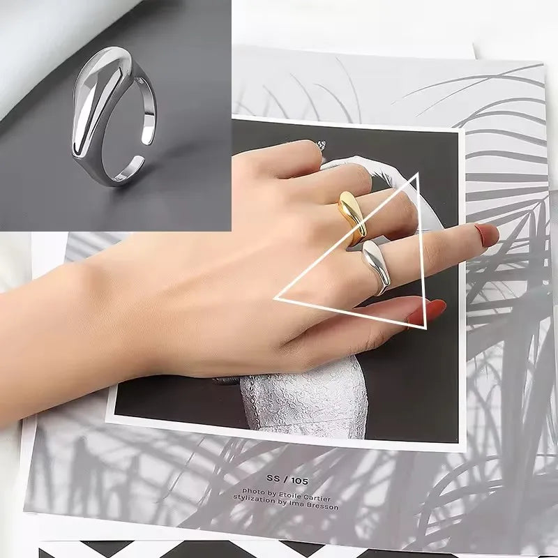 VENTFILLE 925 Sterling Silver Rings INS Fashion Hip Hop Vintage Couples Hollow Lines Punk Thai Silver Party Adjustable Jewelry