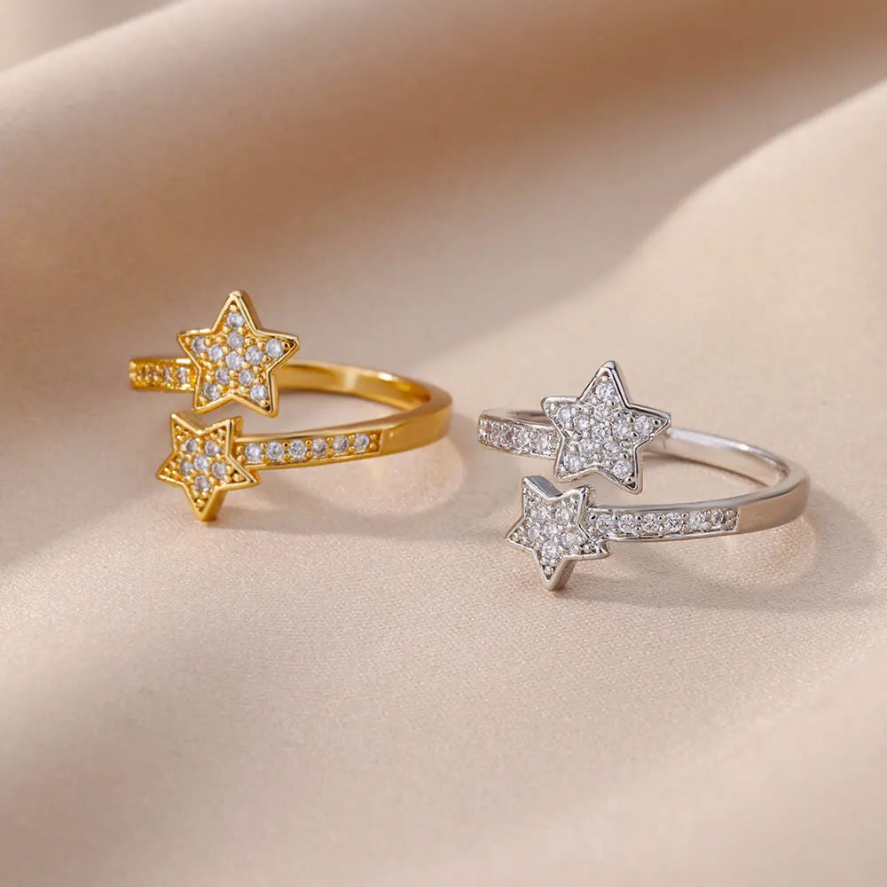 Zircon Double Star Rings