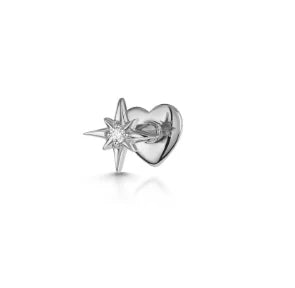 CANNER 1PC 925 Sterling Silver Crown Horse Eye Zircon Heart Flat Head Cartilage Piercing Stud Earring For Women Claasic Earring