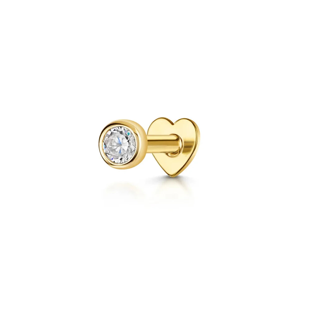 CANNER 1PC 925 Sterling Silver Crown Horse Eye Zircon Heart Flat Head Cartilage Piercing Stud Earring For Women Claasic Earring